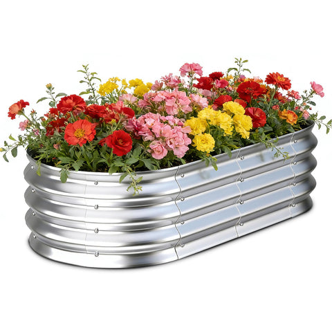 Tegarbed galvanized raised garden bed outdoors with 4x2x1ft footprint, ideal for easy vegetable gardening.