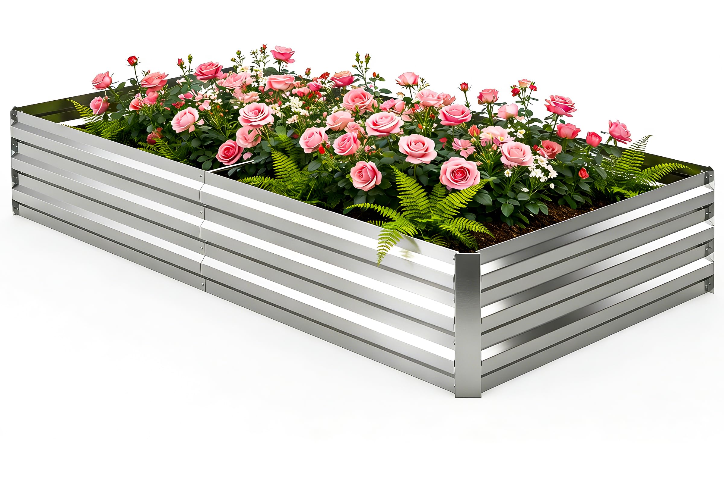 Tegarbed galvanized raised garden bed, overall view highlighting sturdy frame for lasting outdoor gardening.