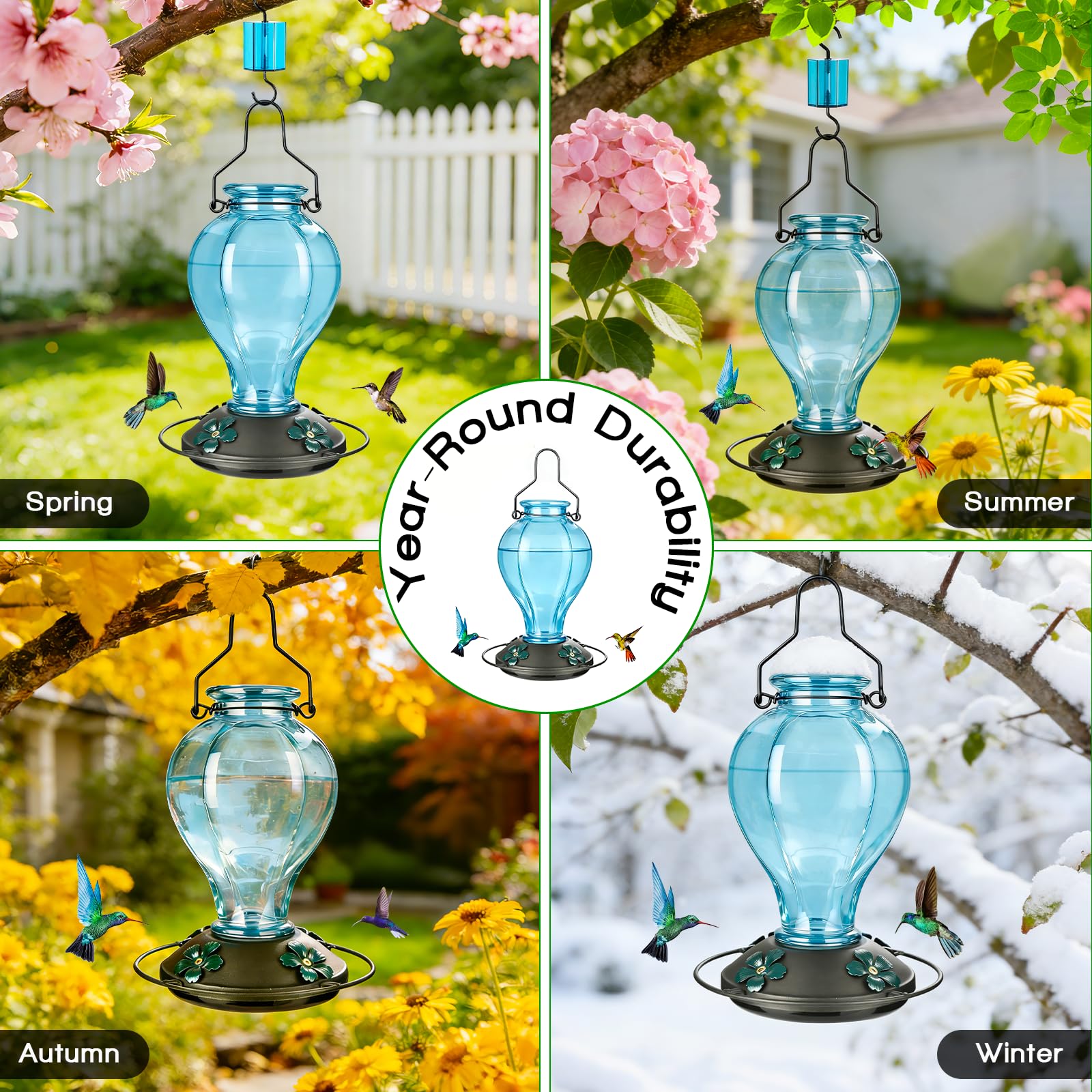 Tegarbed 24oz capacity reduces refills and keeps nectar ready for visitors.
