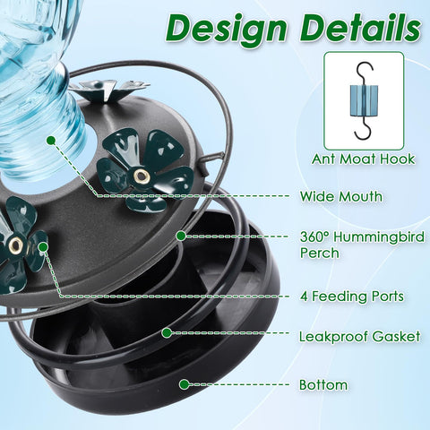 Tegarbed hummingbird feeder features a built-in ant moat for cleaner nectar outdoors.
