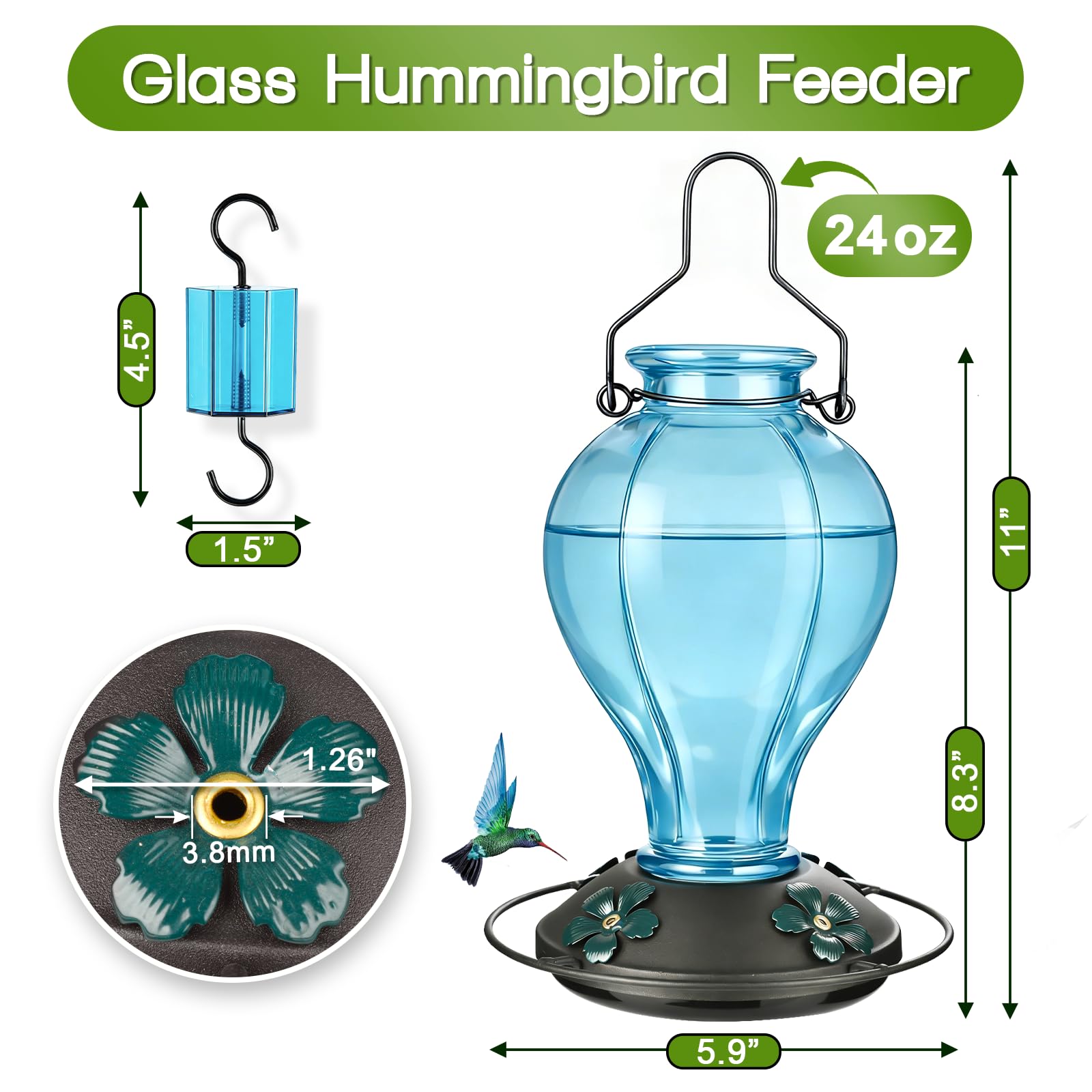 Tegarbed feeder with ant moat prevents nectar contamination on outdoor patios.