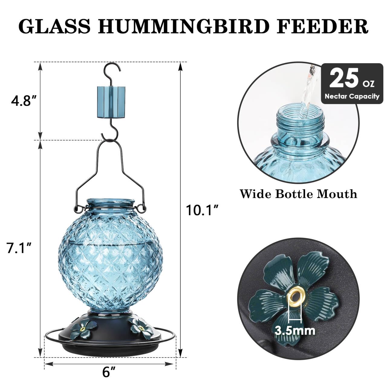 Tegarbed hummingbird feeder showing bee guard ports for cleaner feeding