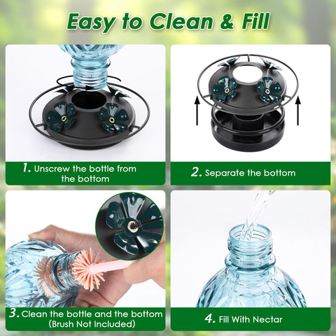 Tegarbed glass feeder is easy to clean with warm soapy water.