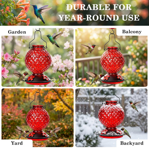 Tegarbed red hanging feeder with wide mouth for quick cleaning