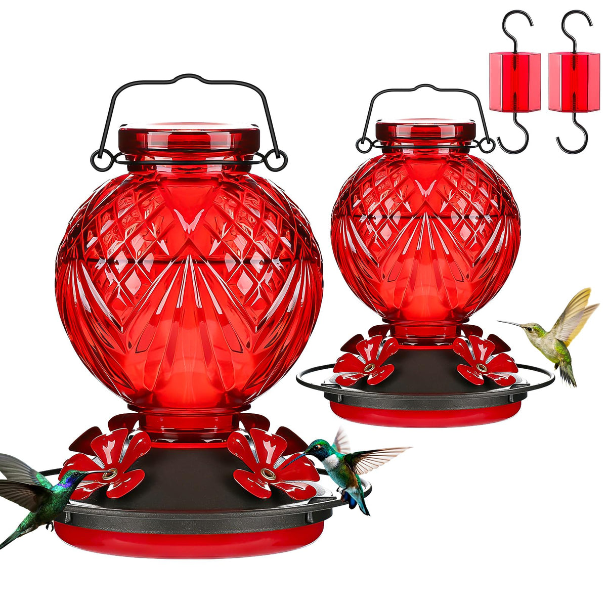 Tegarbed glass hummingbird feeder outdoors hanging 20oz for steady nectar availability