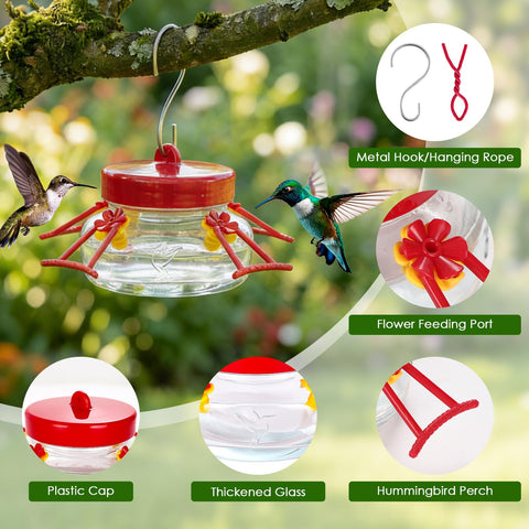 Feeder includes hanging bracket or rope for versatile garden placement.