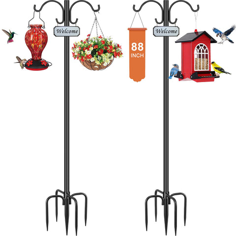 Tegarbed heavy-duty double shepherd hook 88 inches helps stable outdoor displays.
