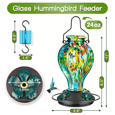Tegarbed 24oz nectar feeder with wide mouth simplifies refills and nectar checks.