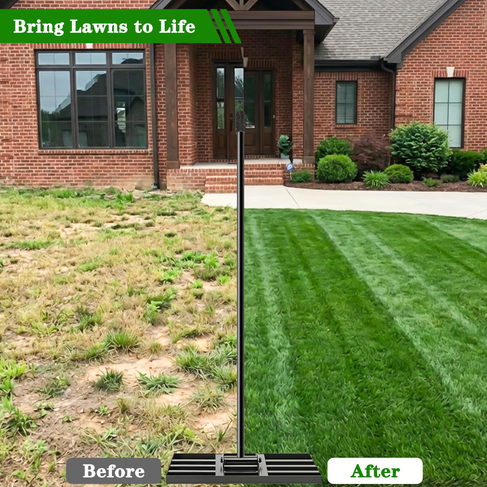 Tegarbed lawn leveling rake on soil produces an even surface.