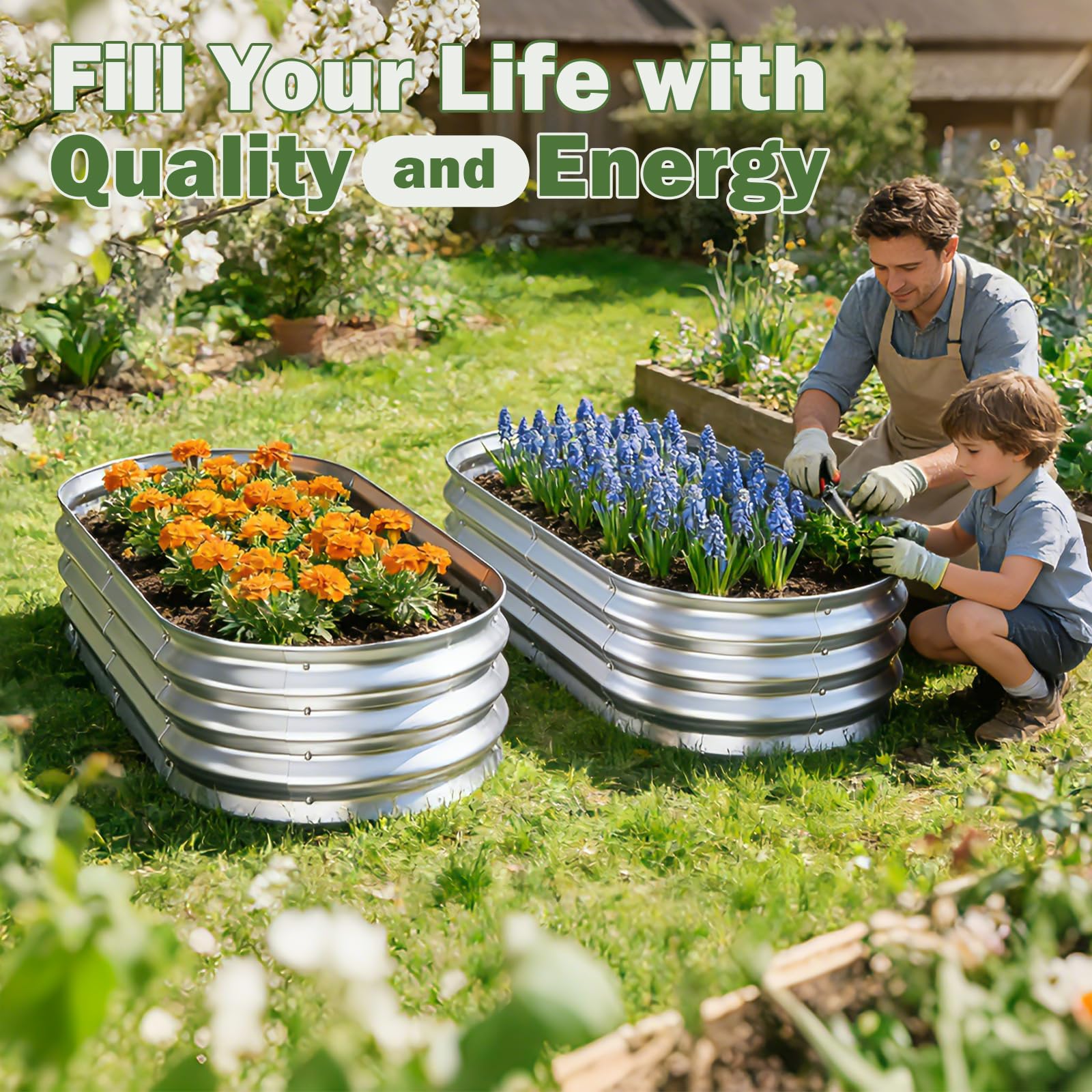 Tegarbed open-bottom bed supports healthy plant growth by natural drainage.