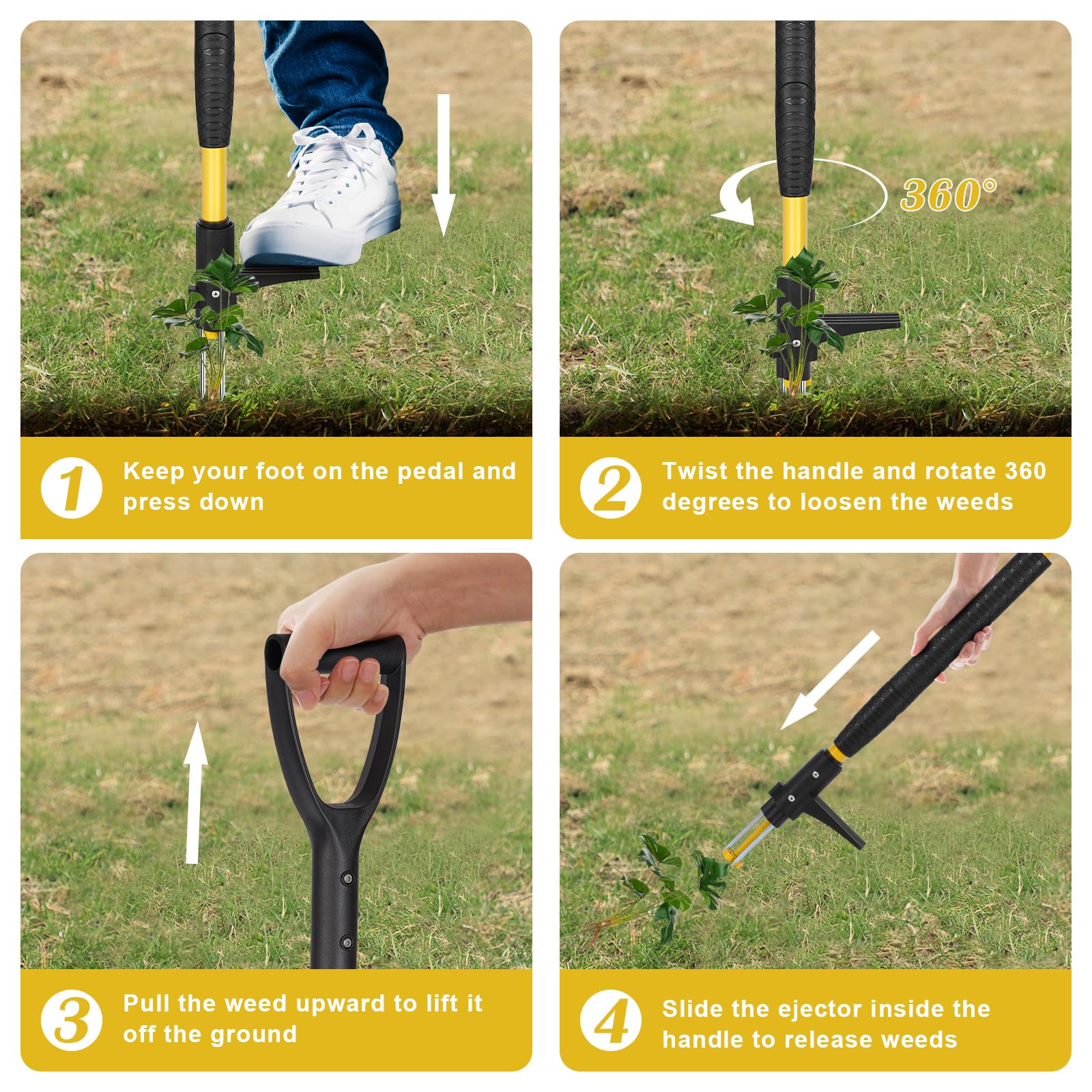Tegarbed standing-use design supports low-effort weeding.