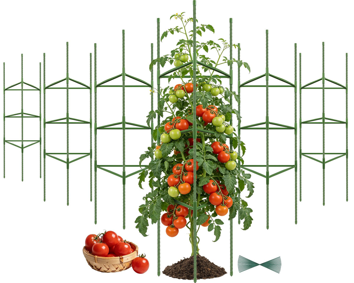 Tegarbed 6-pack tomato cage provides sturdy support for heavy garden plants