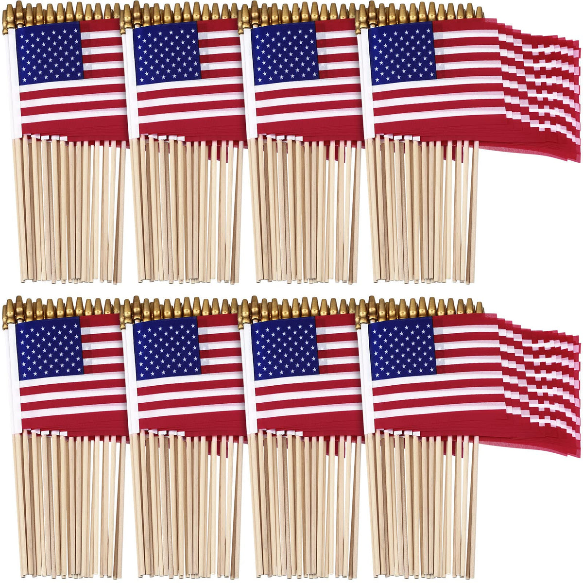 Tegeme 150-pack small American flag on a 4x6 inch stick for events.