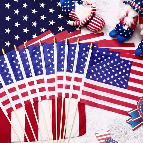 Tegeme flag on stick closeup shows crisp colors and durable fabric.