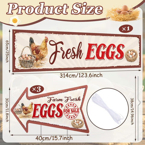 Tegeme Fresh Eggs left arrow sign 40x30cm guides customers from the street
