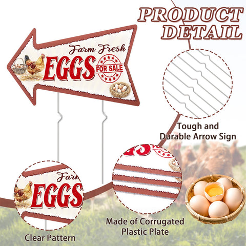 Tegeme Fresh Eggs two-sided arrow sign for versatile advertising