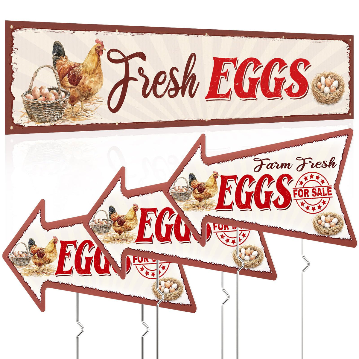 Tegeme Fresh Eggs banner 2x10ft boosts outdoor visibility for your truck