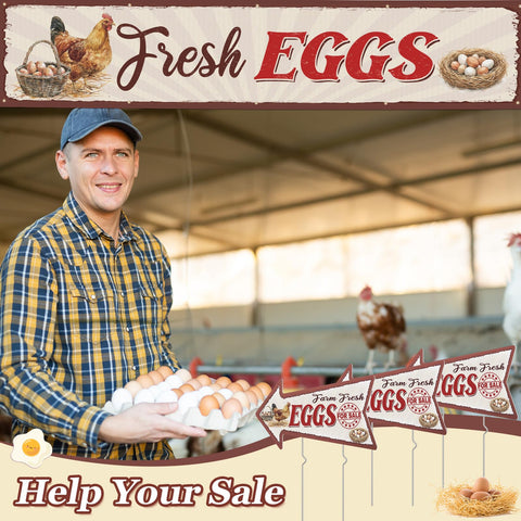 Tegeme Fresh Eggs banner weatherproof material for all weather use