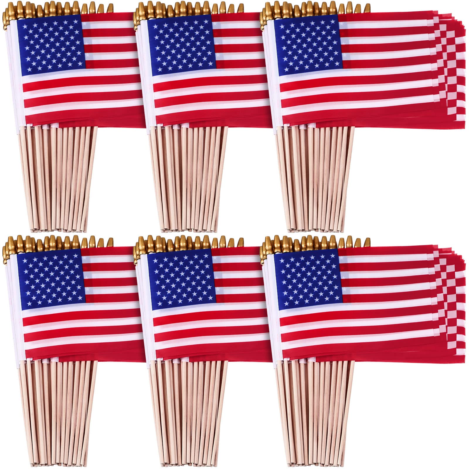 Tegeme mini US flag on a wooden stick, perfect for quick yard decor.