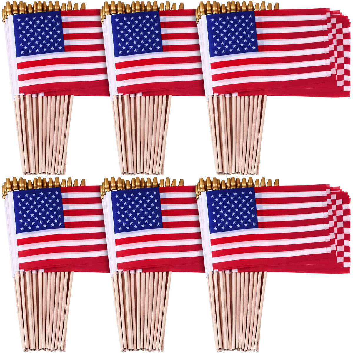 Tegeme mini US flag on a wooden stick, perfect for quick yard decor.