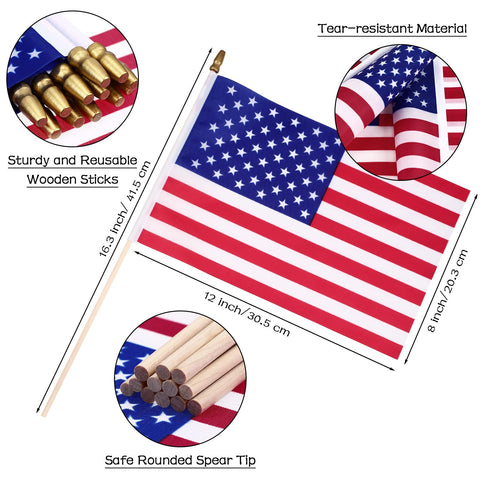 Tegeme wooden pole flag with spear tip, safe for kids at events.