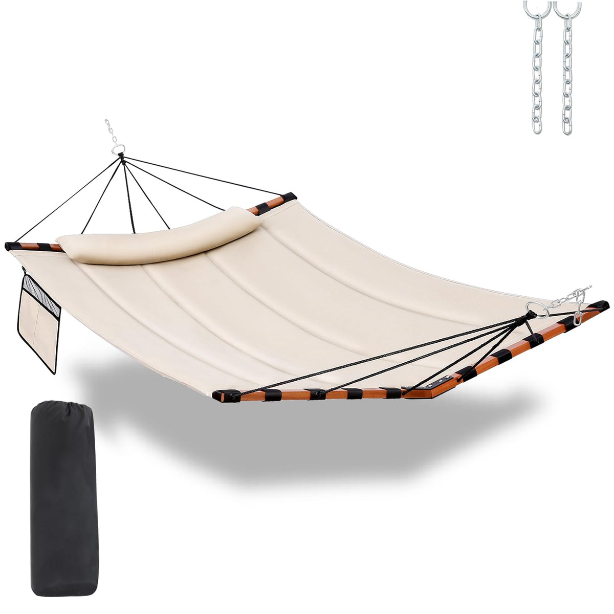 TEGERDEGER hammock 12ft outdoor beige demonstrates durable two-person comfort.