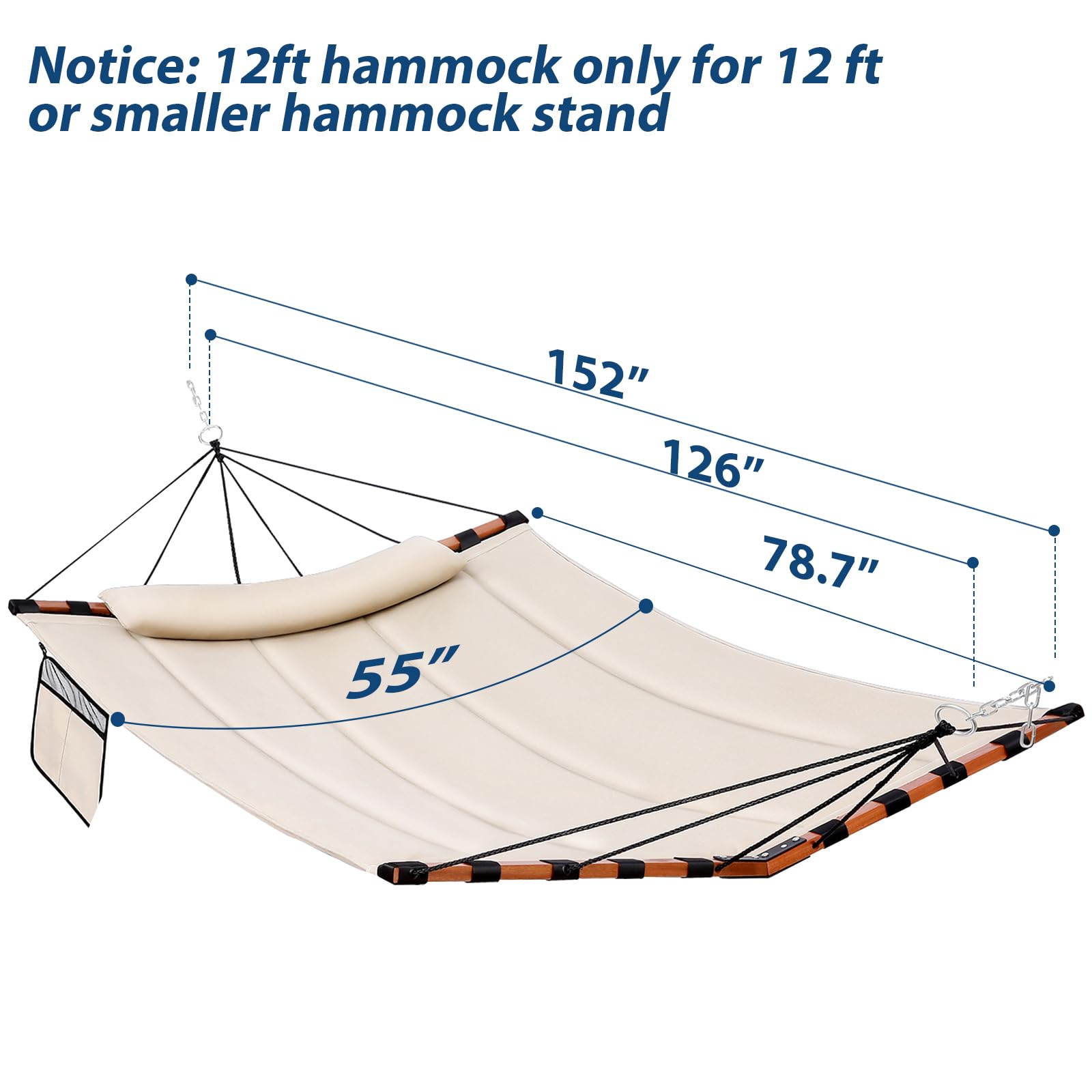 TEGERDEGER hammock detachable side pocket adds phone or book storage.