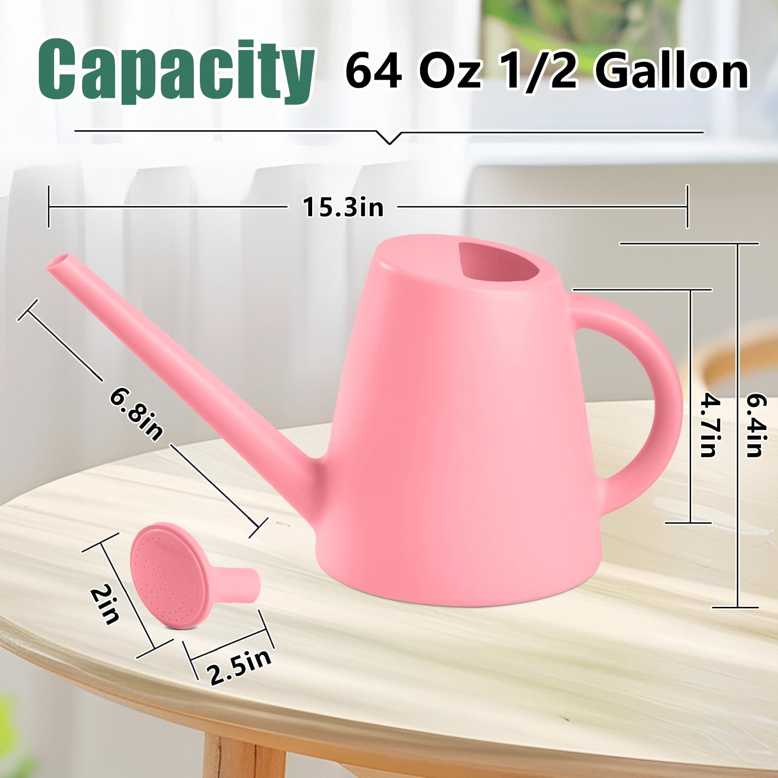 TEIUKAX pink watering can for versatile indoor and outdoor plant care.
