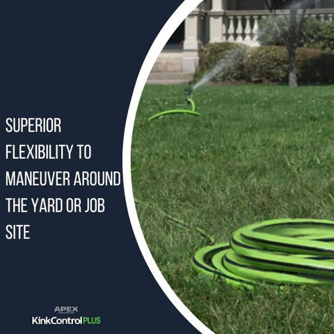 Close-up of Teknor Apex 25ft hose showing high burst strength for tough tasks