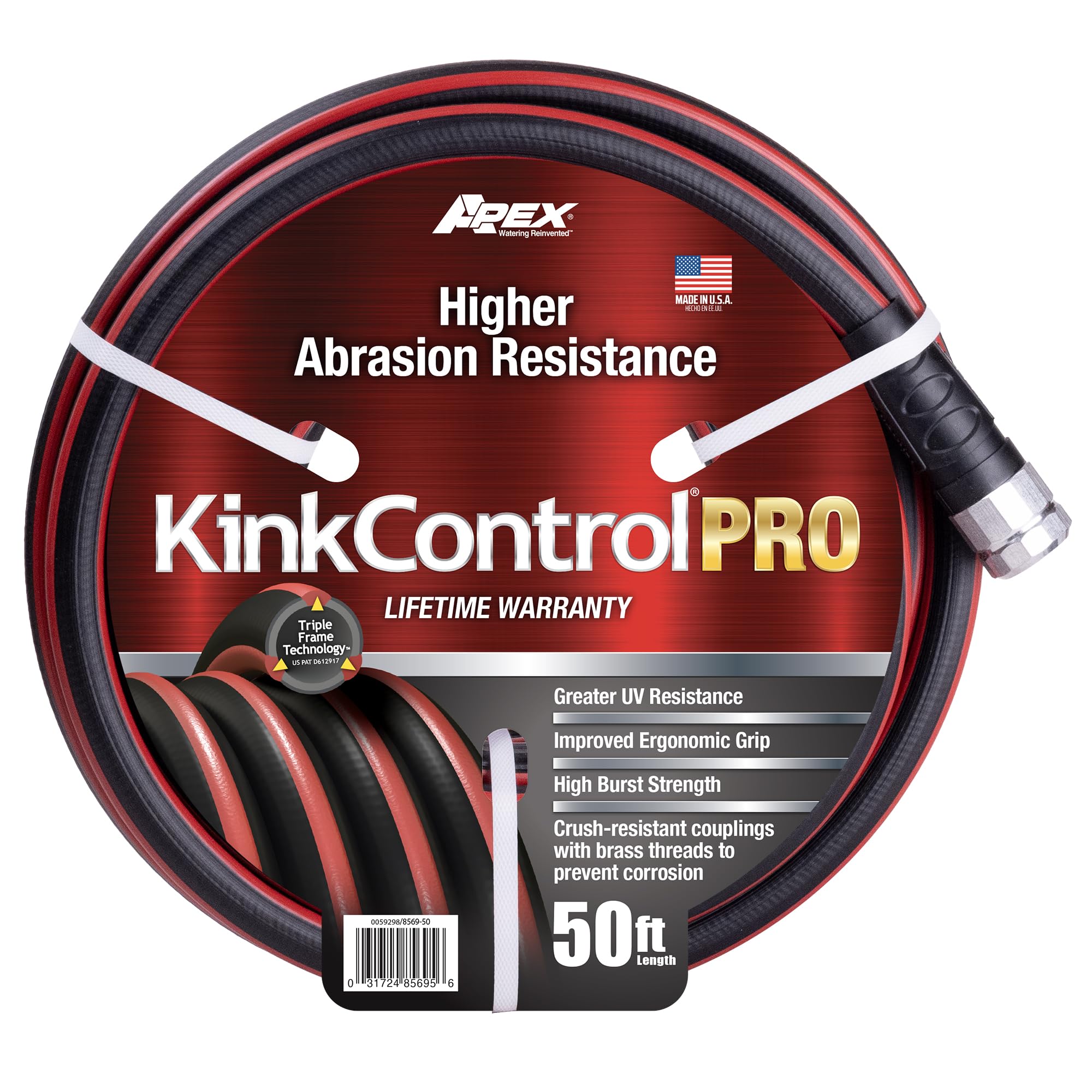 Teknor Apex Kink Control Pro 50 ft hose in unboxing view, showcasing durable build