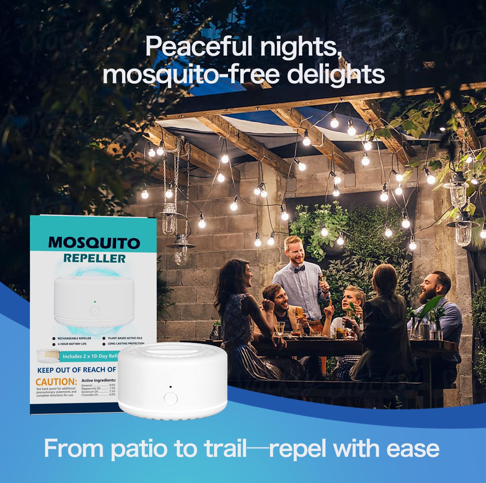 Tekola device glows softly at night for bedside or camp use.