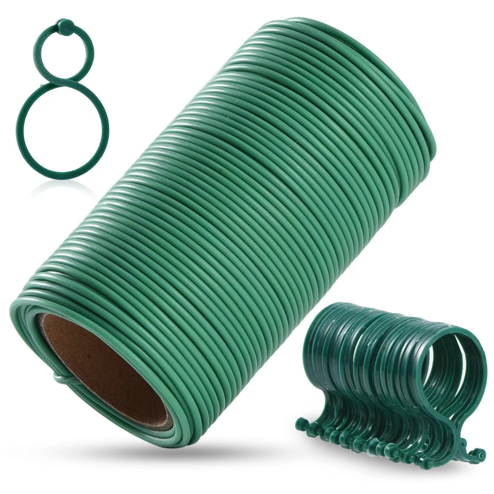 TELENT Outdoors 118-foot green twist ties provide sturdy plant support outdoors.