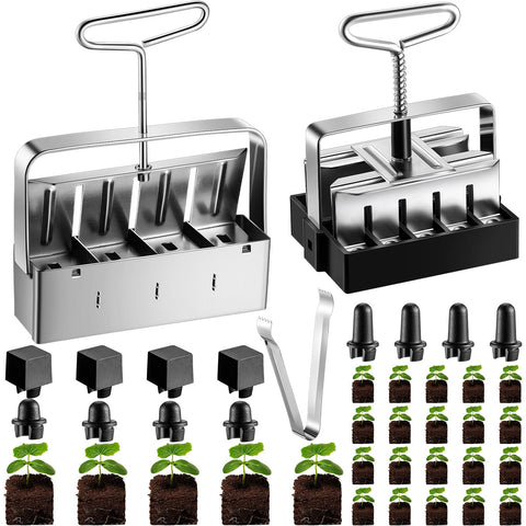 Tellegloww 2in 4-cell soil blocker for sturdy seed blocks and easy transplant