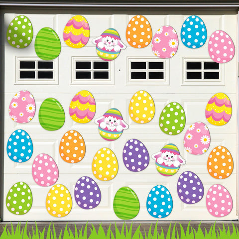 Tellegloww Easter egg garage door magnet with flower and rabbit design for festive curb appeal.