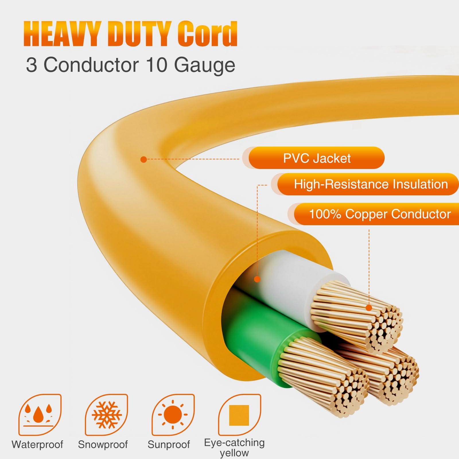 Tellegloww bright yellow cord for easy visibility.