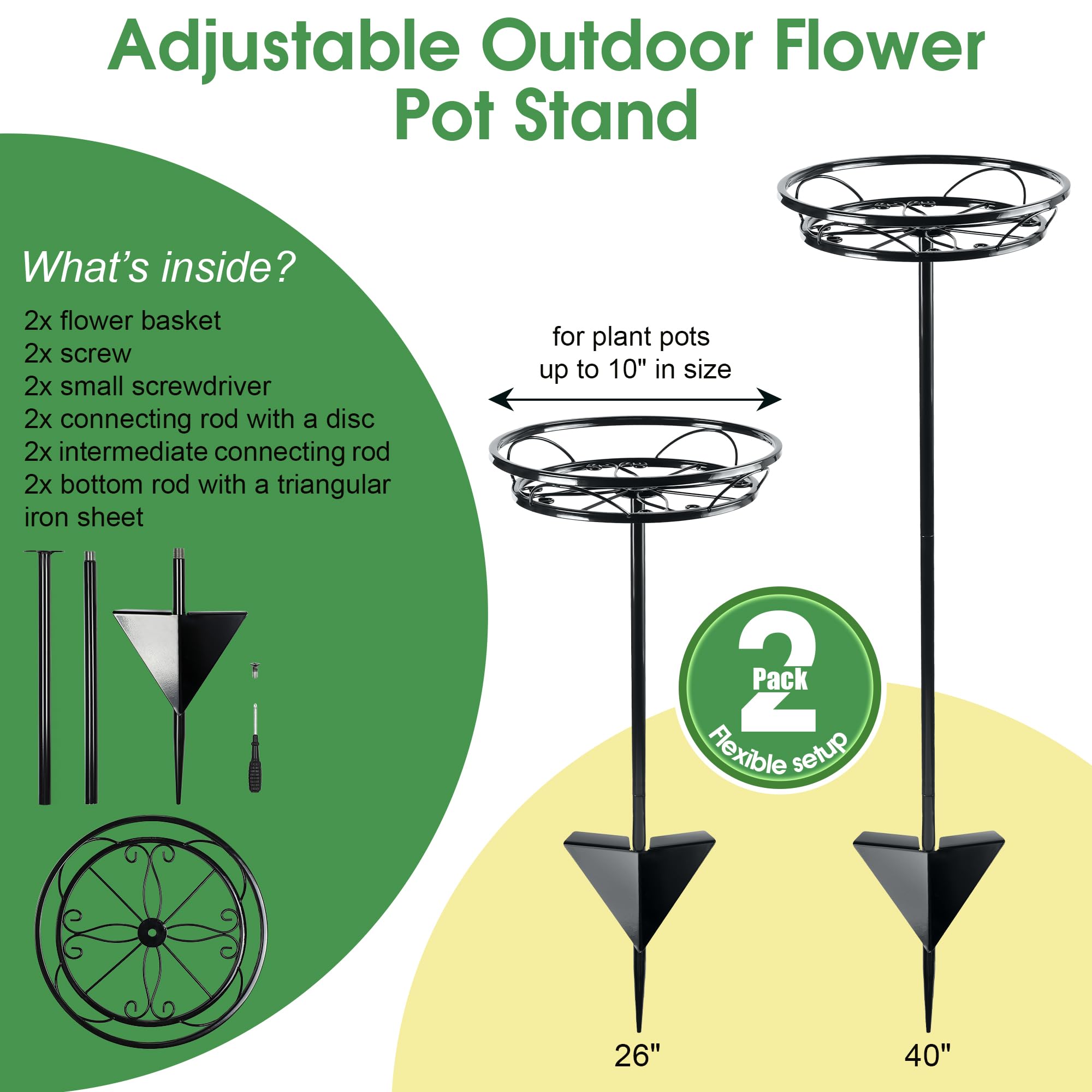 Tellingyou height adjustable stand offers 40 or 26 inches for diverse pots