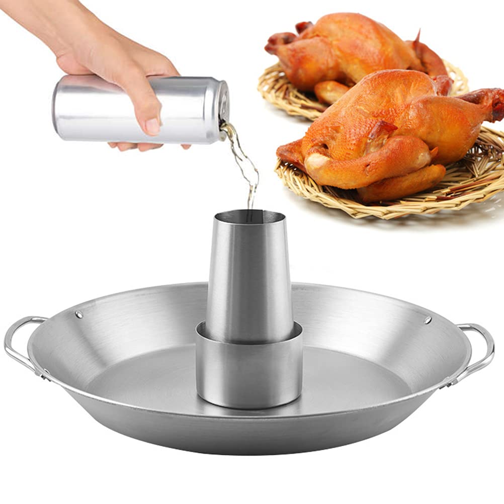 Tellshun beer can chicken holder on grill for even moisture and crispy skin