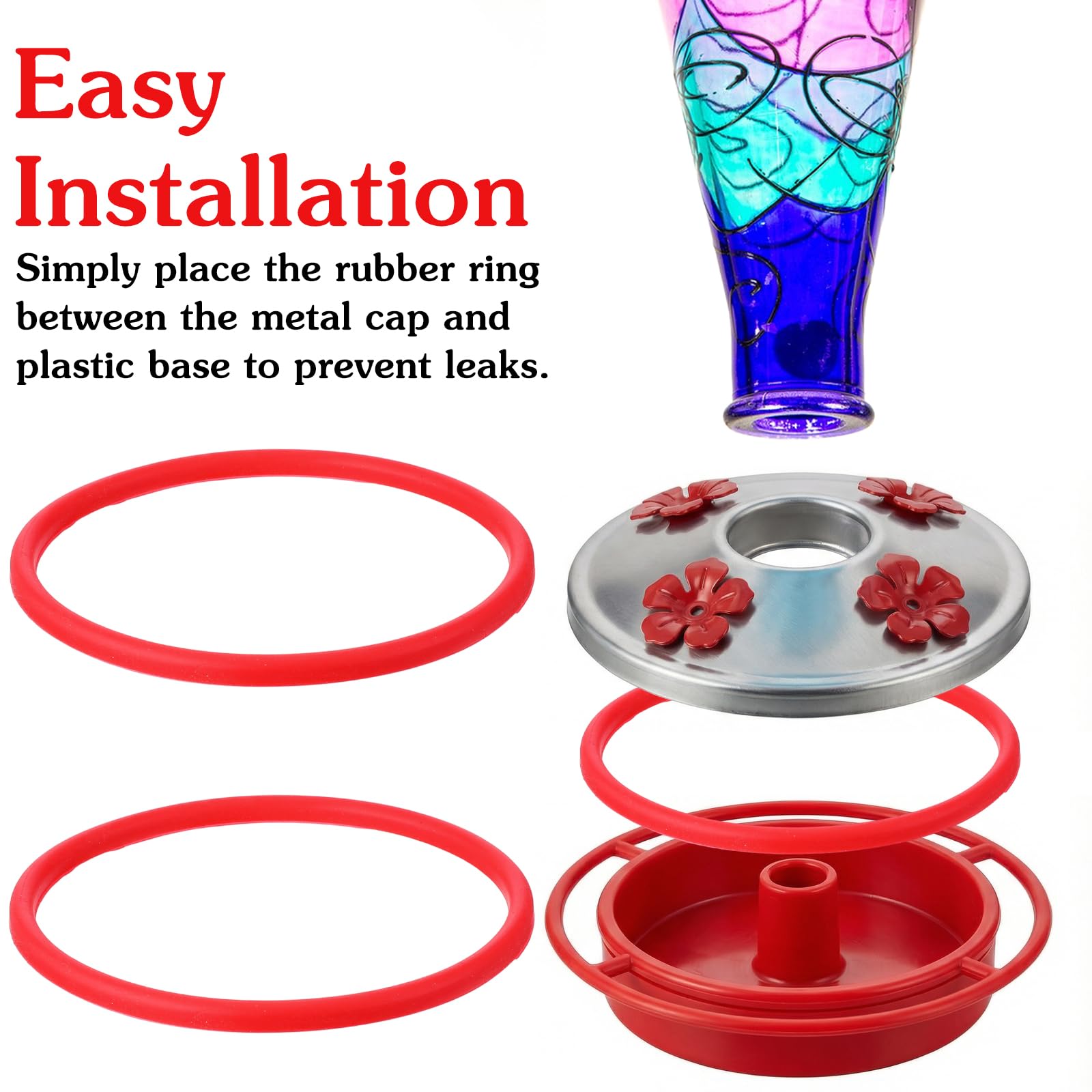 Four replacement rings provide a spare seal for your feeder.