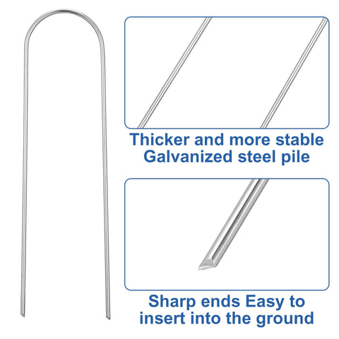 Telooco rust-resistant landscape staples secure fabric and tubing on uneven soil.