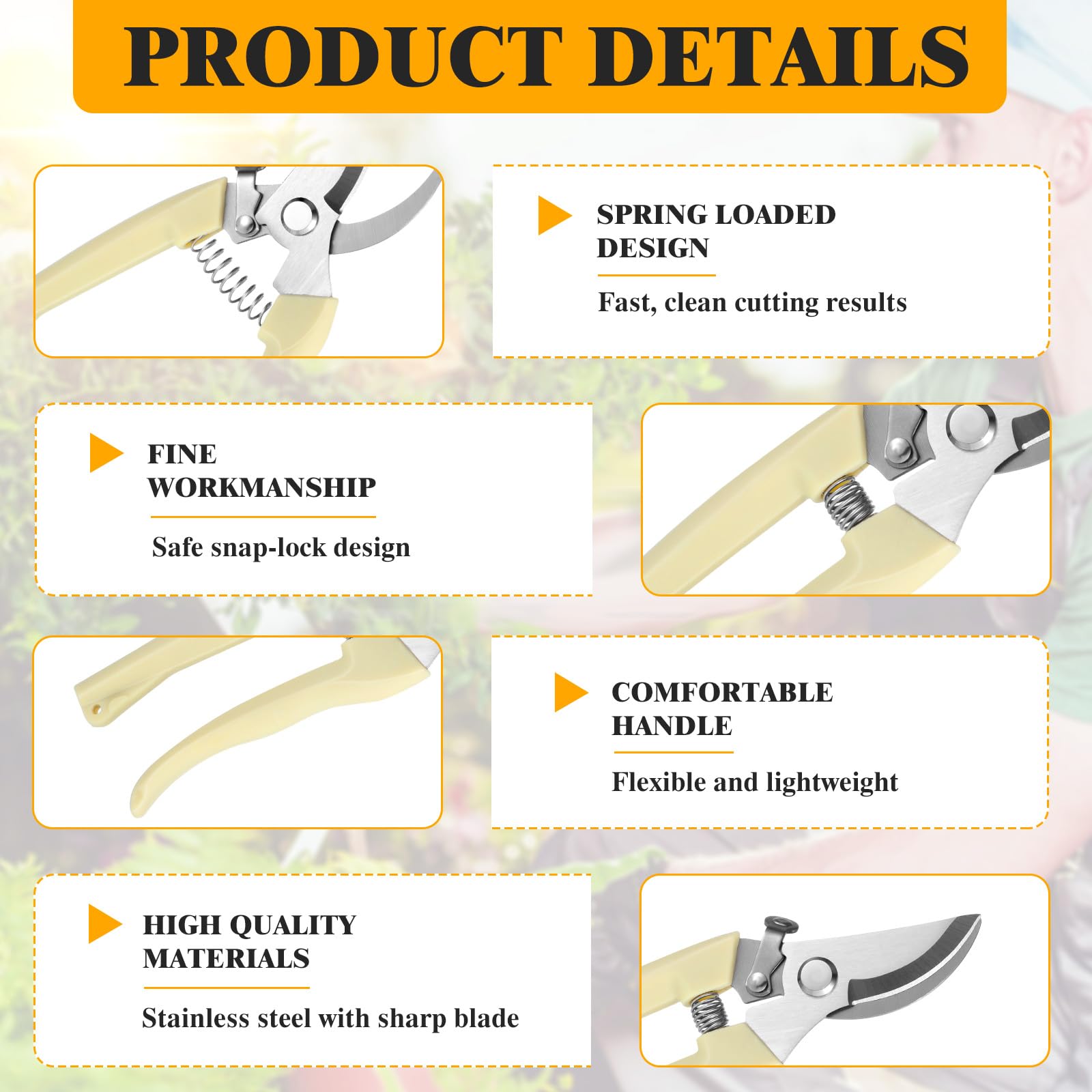 Telooco stainless steel blade delivers clean cuts on stems and small branches