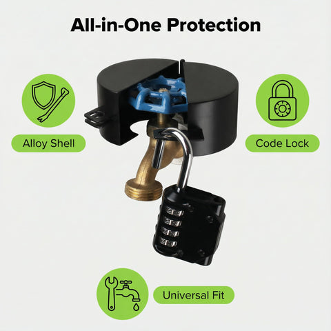 TEMEILI wide compatibility faucet lock fits multiple standard valves.