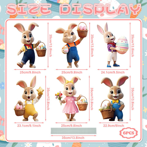 Temicle bunny yard signs with baskets and eggs brighten Easter lawns.
