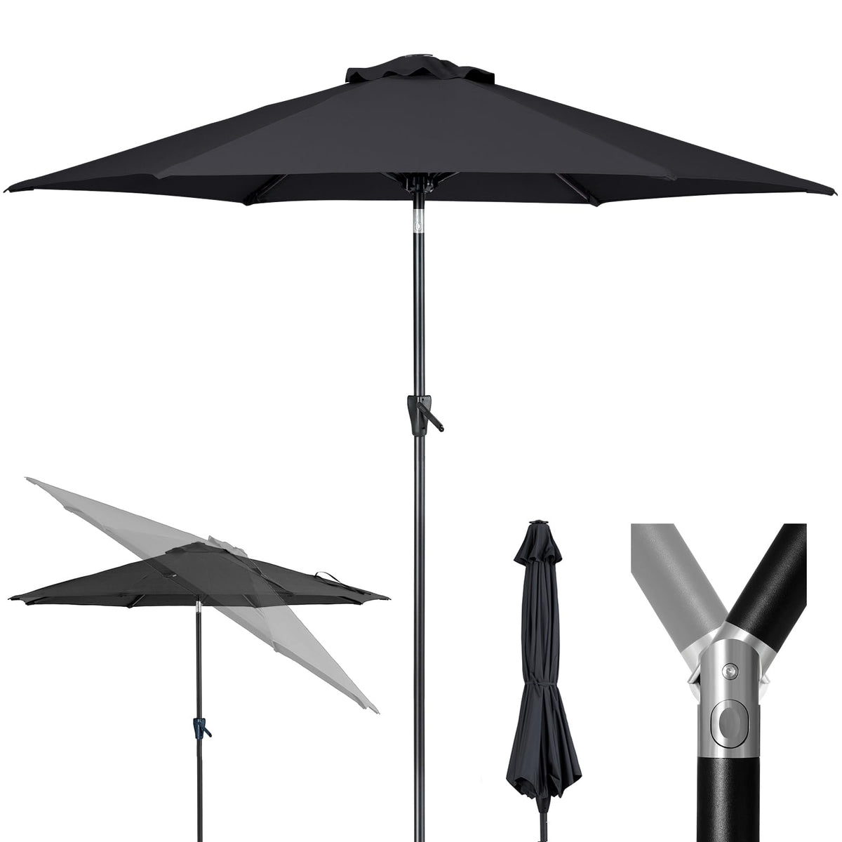 Tempera 10ft patio umbrella with push-button tilt for adjustable shade