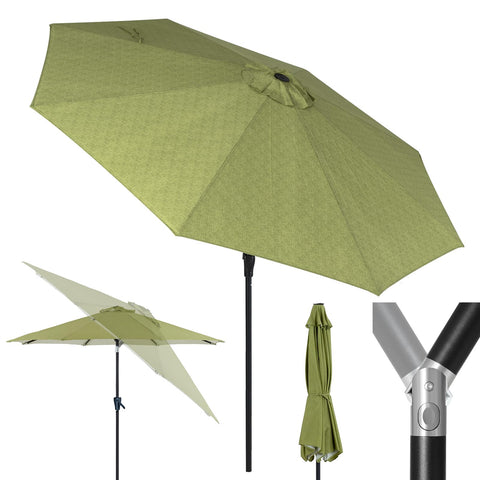 Tempera 9ft patio umbrella shading outdoor dining areas.