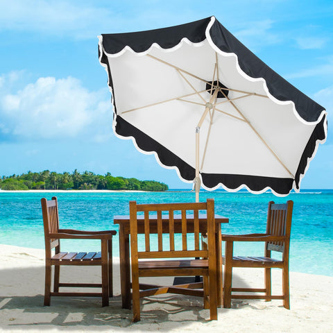Tempera blue canopy with navy piping adds refined coastal charm.