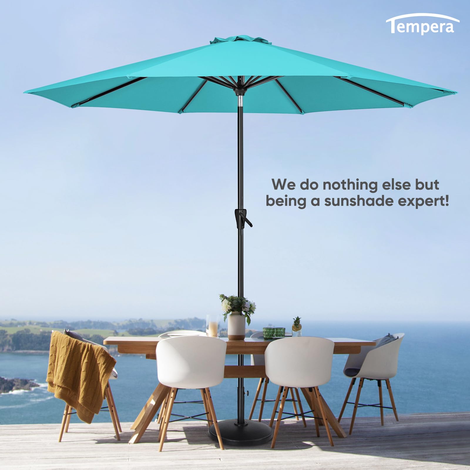 Tempera market umbrella suited for patios, decks, and poolside spaces.