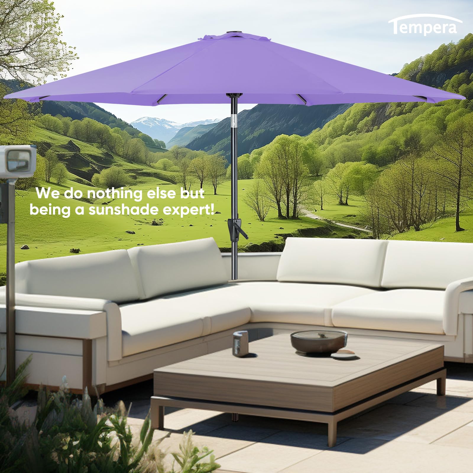 Tempera purple umbrella shields 42 to 54 inch tables and chairs
