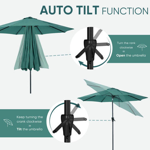 Tempera umbrella features easy setup for quick shade deployment.