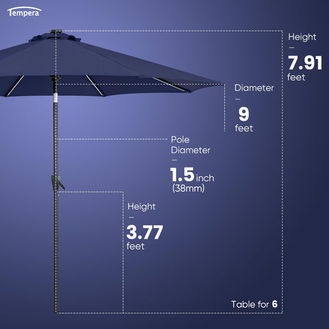 Tempera water-durable fabric stays resilient in rain and heat.