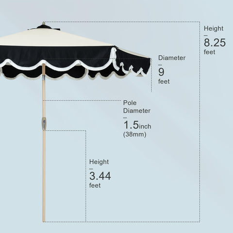 Tempera wood-pole market umbrella offers durable, stable shade.